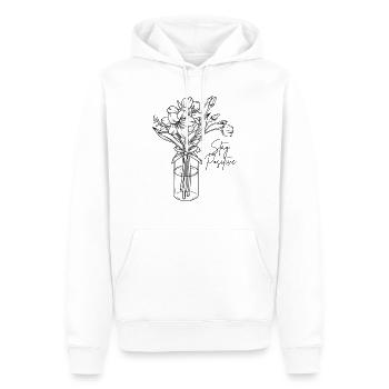 Restez positif Flower - Sweat à capuche Premium bio Homme - blanc - Devant - Nico (187cm)