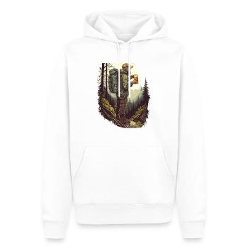 Wanderer in der Natur mit Bier bergen und Wald - Männer Premium Bio Hoodie - Weiß - Vorne - Nico (187cm)