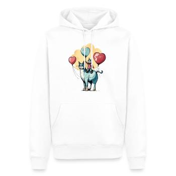 Katze Vater und Sohn - Männer Premium Bio Hoodie - Weiß - Vorne - Nico (187cm)