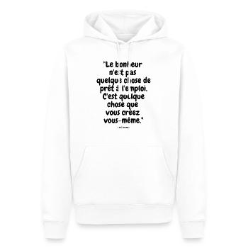 Le bonheur n'est pas quelque chose de prêt - Sweat à capuche Premium bio Homme - blanc - Devant - Nico (187cm)