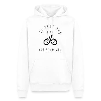 peche - Je peux pas, j'ai chasse en mer - Sweat à capuche Premium bio Homme - blanc - Devant - Nico (187cm)