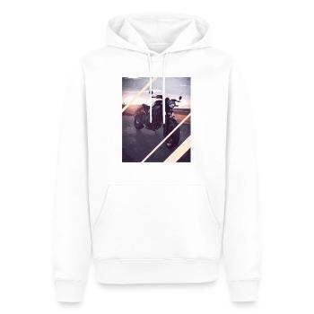 Motorrad - Männer Premium Bio Hoodie - Weiß - Vorne - Nico (187cm)