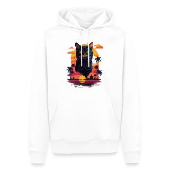 Katze am Strand - Männer Premium Bio Hoodie - Weiß - Vorne - Nico (187cm)