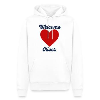Oliver willkommen - Männer Premium Bio Hoodie - Weiß - Vorne - Nico (187cm)