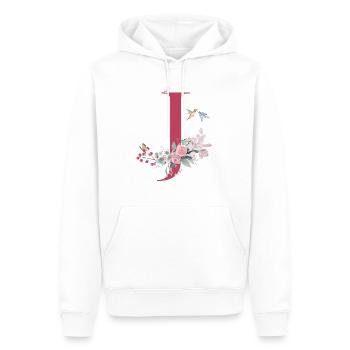 Buchstabe j floral - Geschenkidee - Männer Premium Bio Hoodie - Weiß - Vorne - Nico (187cm)