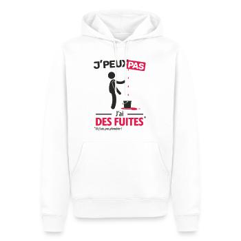 J'peux pas, j'ai des fuites - Sweat à capuche Premium bio Homme - blanc - Devant - Nico (187cm)