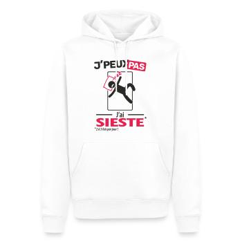 J'peux pas, j'ai sieste - Sweat à capuche Premium bio Homme - blanc - Devant - Nico (187cm)