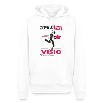 J'peux pas, j'ai visio - Sweat à capuche Premium bio Homme - blanc - Devant - Nico (187cm)