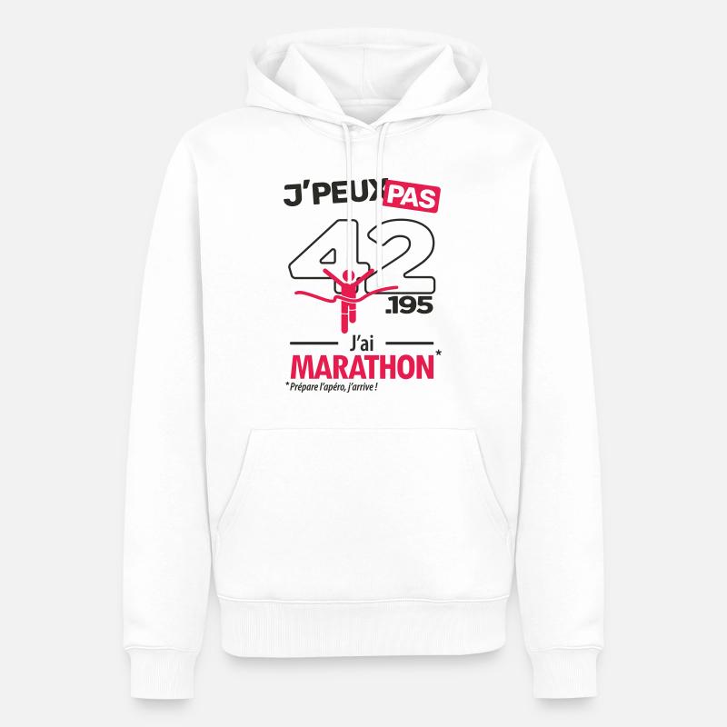 J'peux pas, j'ai marathon - Sweat à capuche Premium bio Homme - blanc