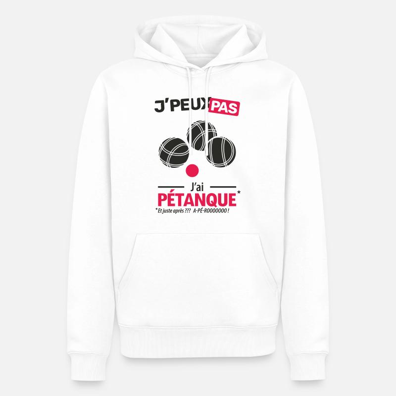 J'peux pas, j'ai pétanque - Sweat à capuche Premium bio Homme - blanc