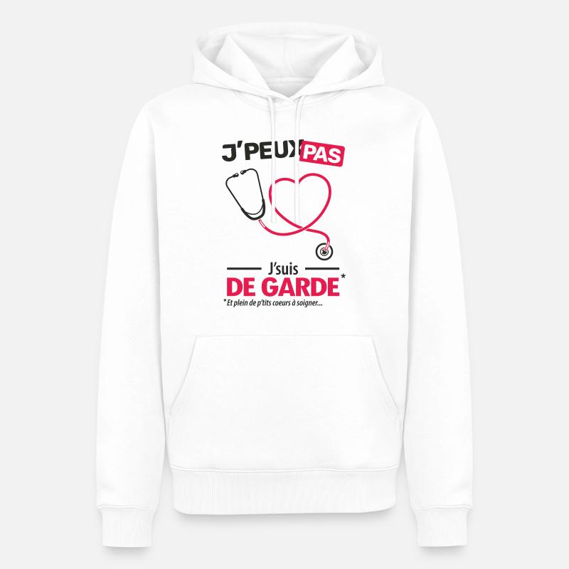 J'peux pas, j'suis de garde - Sweat à capuche Premium bio Homme - blanc
