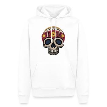 Pirate - Crâne - Rebelle - Sweat à capuche Premium bio Homme - blanc - Devant - Nico (187cm)