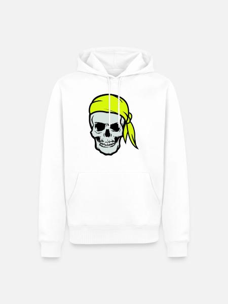 Skull Pirate Ahoy - Men’s Premium Organic Hoodie - white