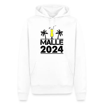 malle 2024 - Männer Premium Bio Hoodie - Weiß - Vorne - Nico (187cm)