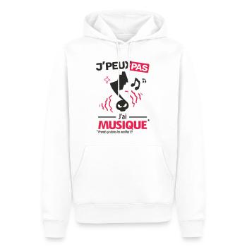 J'peux pas, j'ai musique - Sweat à capuche Premium bio Homme - blanc - Devant - Nico (187cm)