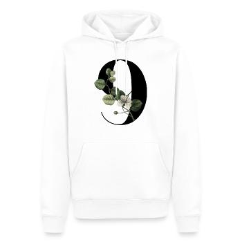Numéro 9 floral vert -9e anniversaire floral - Sweat à capuche Premium bio Homme - blanc - Devant - Nico (187cm)