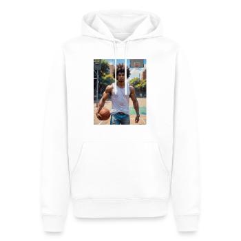 Hübscher Mann mit muskulösem Körper Basketballspieler - Männer Premium Bio Hoodie - Weiß - Vorne - Nico (187cm)