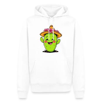 Cheerful Cactus Welcoming You in a Sombrero - Men’s Premium Organic Hoodie - white - Front - Nico (187cm)