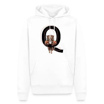 Buchstabe Q Tiger - Geschenkidee - Männer Premium Bio Hoodie - Weiß - Vorne - Nico (187cm)