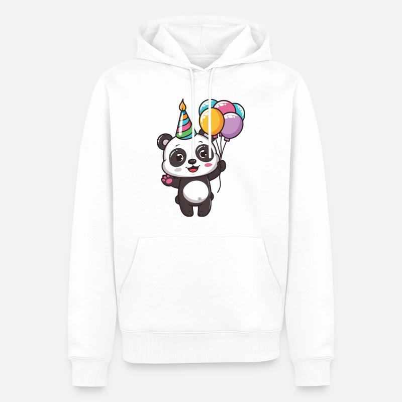 Panda Anniversaire Bande Dessinée Mignon - Sweat à capuche Premium bio Homme - blanc