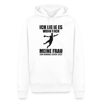 Joueur de Handball Cadeau Handball - Sweat à capuche Premium bio Homme - blanc - Devant - Nico (187cm)