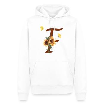 Buchstabe f Sonnenblume Schmetterling - Männer Premium Bio Hoodie - Weiß - Vorne - Nico (187cm)