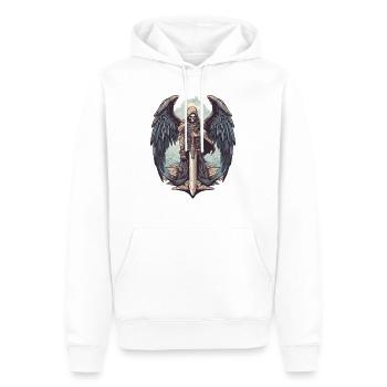 Faucheuse avec des ailes et une épée sur trans - Sweat à capuche Premium bio Homme - blanc - Devant - Nico (187cm)