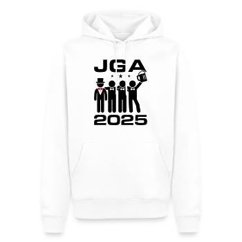 Soirée JGA 2025 - Sweat à capuche Premium bio Homme - blanc - Devant - Nico (187cm)