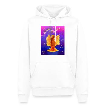 Ein orangefarbener kosmischer Cyber-Vogel - Männer Premium Bio Hoodie - Weiß - Vorne - Nico (187cm)