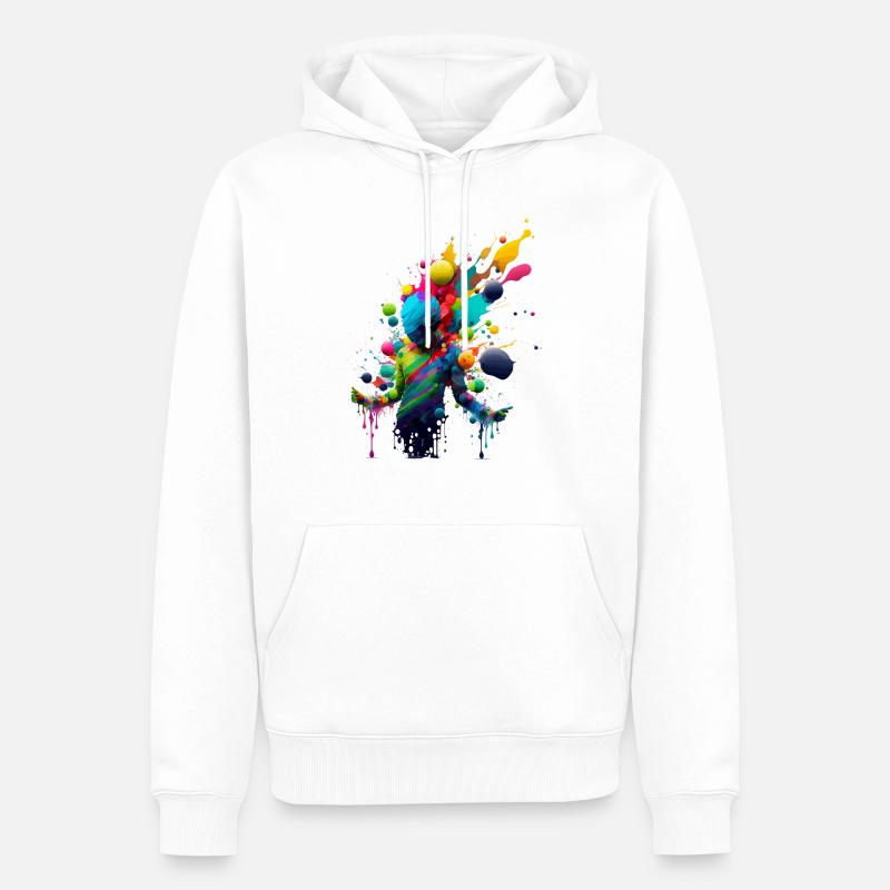 Explosion de couleurs - Sweat à capuche Premium bio Homme - blanc