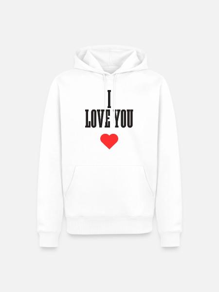 i love you - Männer Premium Bio Hoodie - Weiß
