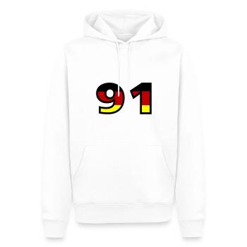 91 Numéro Allemagne Jersey - Sweat à capuche Premium bio Homme - blanc - Devant - Nico (187cm)