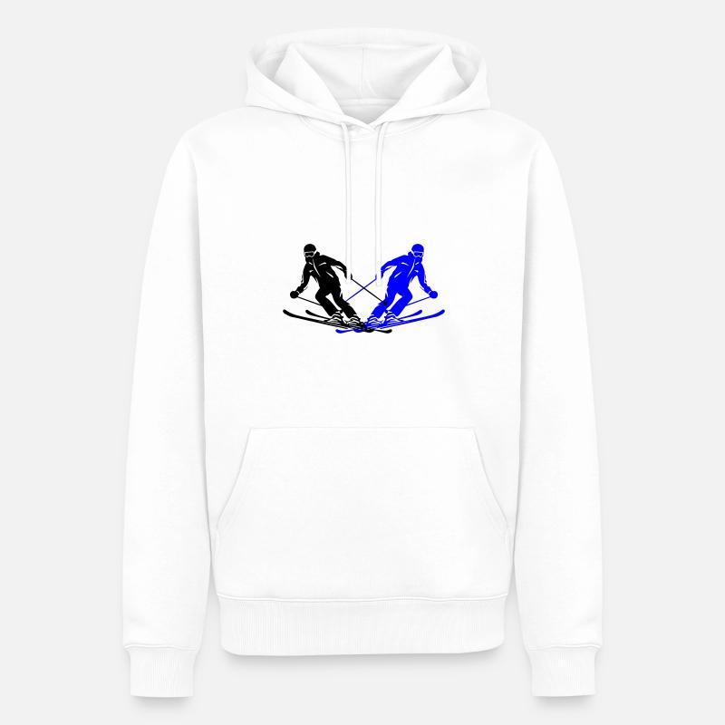 Ski Ski Homme Silhouette - Sweat à capuche Premium bio Homme - blanc