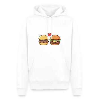 Burger Paar Liebe Herz Valentinstag - Männer Premium Bio Hoodie - Weiß - Vorne - Nico (187cm)
