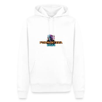 Tournée Formentera 2024 - Sweat à capuche Premium bio Homme - blanc - Devant - Nico (187cm)