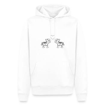 Tiger Comic Paar Liebe - Männer Premium Bio Hoodie - Weiß - Vorne - Nico (187cm)
