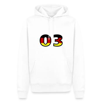 3 Zahl Deutschland Trikot - Männer Premium Bio Hoodie - Weiß - Vorne - Nico (187cm)