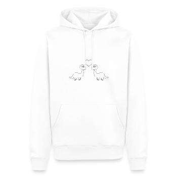 Dinosaure brontosaurus couple amour - Sweat à capuche Premium bio Homme - blanc - Devant - Nico (187cm)