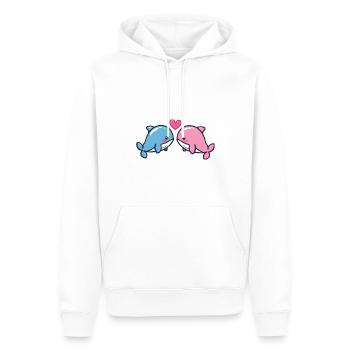 Baleine Couple Amoureux Animal Saint Valentin - Sweat à capuche Premium bio Homme - blanc - Devant - Nico (187cm)