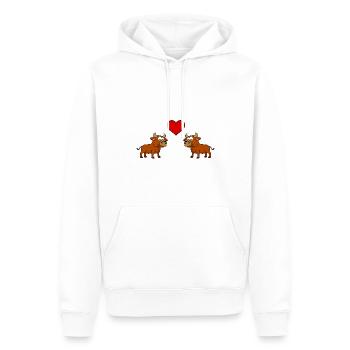 Stier Comic Paar Liebe - Männer Premium Bio Hoodie - Weiß - Vorne - Nico (187cm)