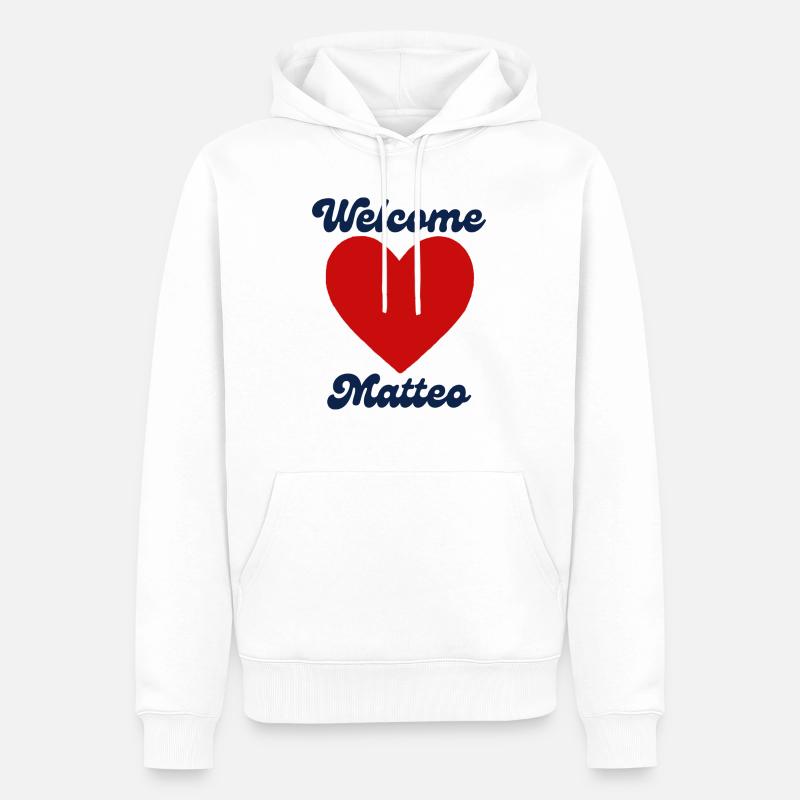 Matteo willkommen - Männer Premium Bio Hoodie - Weiß