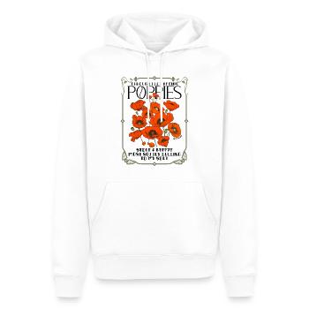 Mohnblume im Art-Deco-Stil mit Gedichtzitat - Männer Premium Bio Hoodie - Weiß - Vorne - Nico (187cm)