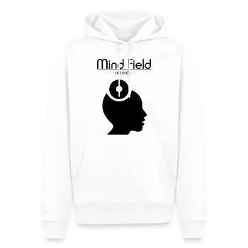 Mind Field Records - Custom Label Logo Design - Männer Premium Bio Hoodie - Weiß - Vorne - Nico (187cm)