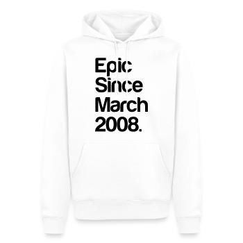 EPIC depuis mars 2008 10 ans-cadeau d’anniversaire - Sweat à capuche Premium bio Homme - blanc - Devant - Nico (187cm)