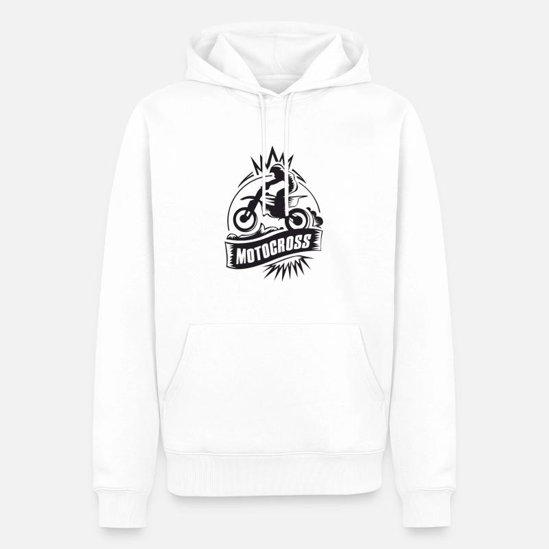 motocross - Sweat à capuche Premium bio Homme - blanc