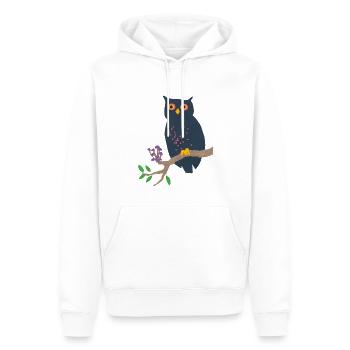 Eule und Pilze - Männer Premium Bio Hoodie - Weiß - Vorne - Nico (187cm)