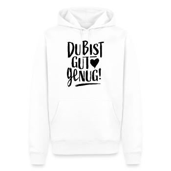 DU BIST GUT GENUG! - Männer Premium Bio Hoodie - Weiß - Vorne - Nico (187cm)