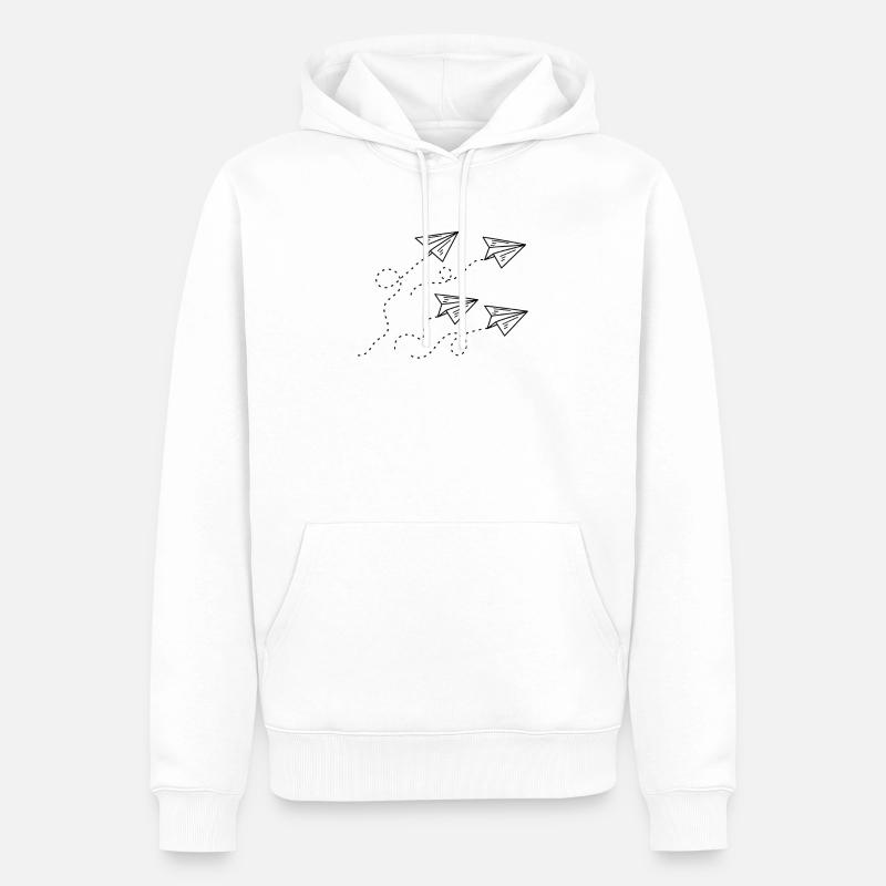 Dessin d'avion en papier - Sweat à capuche Premium bio Homme - blanc