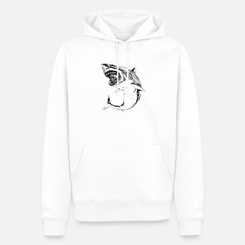 Requin - Sweat à capuche Premium bio Homme - blanc