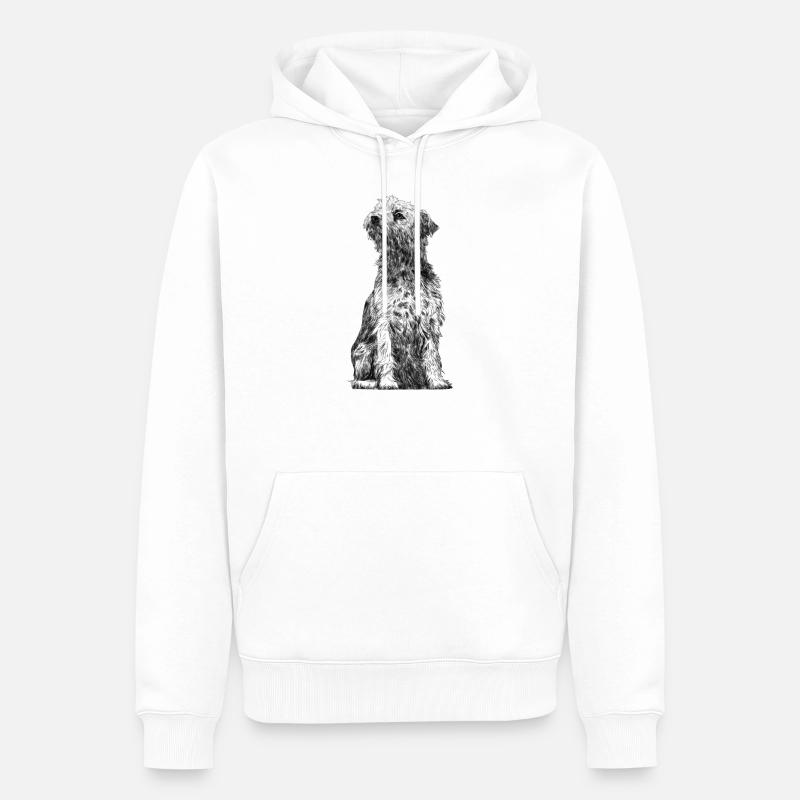Sitzender Border Terrier Dog - Männer Premium Bio Hoodie - Weiß